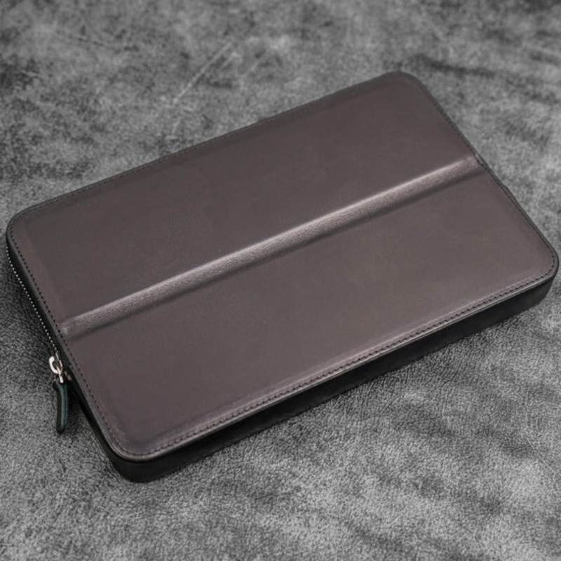 Galen Leather 12 Slot Zippered Magnum Opus Pen Case – Black (with Removable Pen Tray)