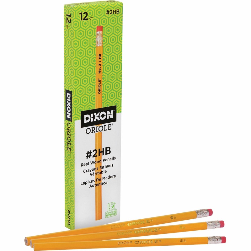 Dixon Wood-Cased Pencils – Black Lead – #2 – Yellow Wood Barrel – 1 Dozen