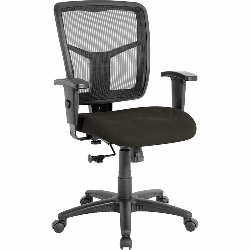 Lorell Managerial Mesh Mid-back Chair – Fabric Seat Material – Black Back Color – Black Frame Color – 5-star Base – 1 Each