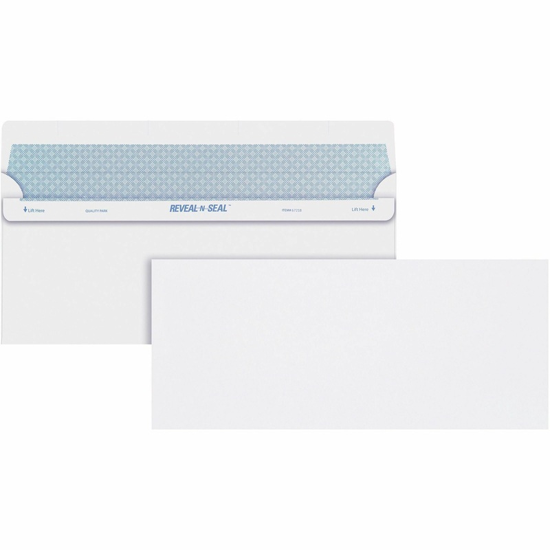 Quality Park No. 10 Security Tinted Business Envelopes with Reveal-N-Seal Self-Seal Closure – Security – #10 – 4 1/8″ Width x 9 1/2″ Length – 24 lb – White – 500 / Box