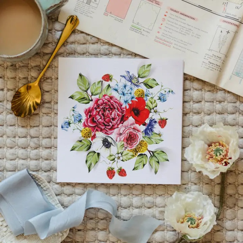 Bouquet Pop Out Floral Watercolour Greetings Card