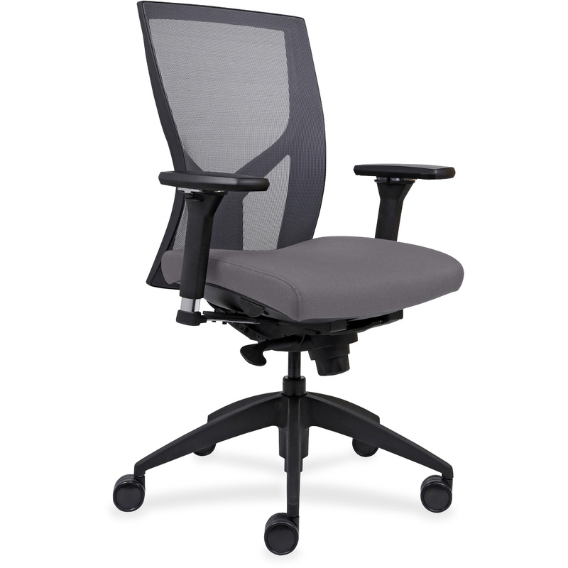 Lorell Justice Series Mesh High-Back Chair – Fabric, Vinyl, Foam Seat Material – Black Frame Color – High Back – Gray – 1 Each