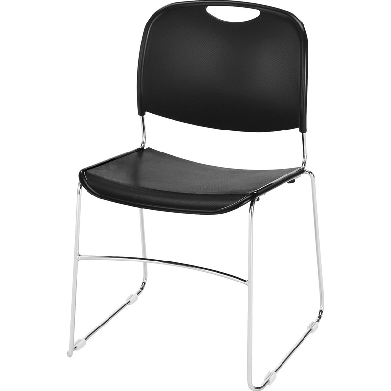 Lorell Lumbar Support Stacking Chair – Black Seat Color – Polymer Seat Material – Black Back Color – Polymer Back Material – Chrome Frame Color – Metal Frame Material – Black – 4 / Carton