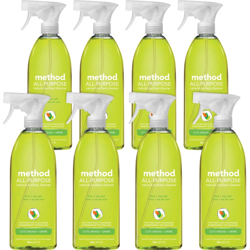 Method All-Purpose Cleaner – 28 fl oz (0.9 quart) – Lime + Seasalt Scent – Non-toxic, Triclosan-free – Lime – 8 / Carton