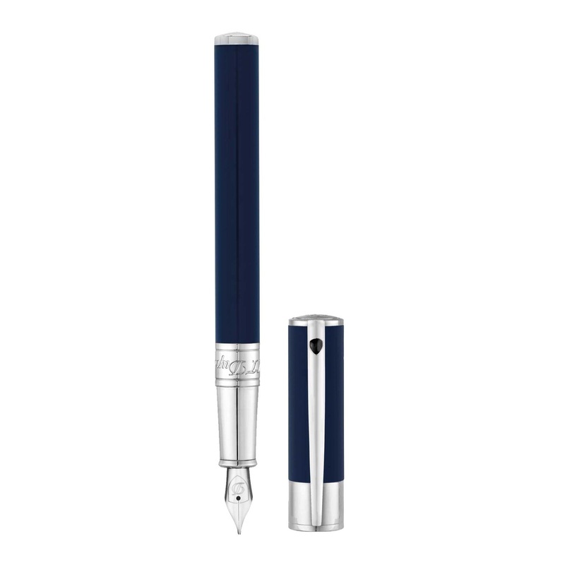 S.T. Dupont D-Initial Fountain Pen – Blue & Chrome Extra Fine