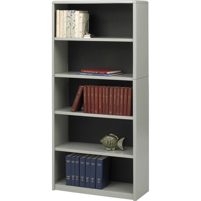 Safco Value Mate Bookcase – 31.8″ Width x 13.5″ Depth x 67″ Height – 5 x Shelf(ves) – Gray – Steel, Fiberboard, Plastic – Assembly Required