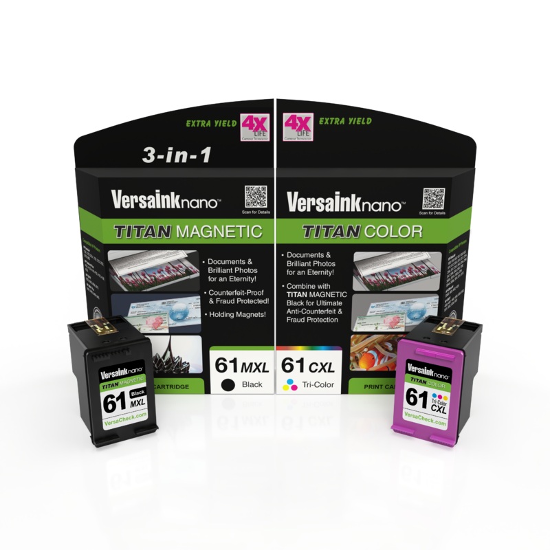 VersaInk-nano 61 MXL Titan Magnetic Black & 61 CXL Tri-Color Ink Cartridge Combo