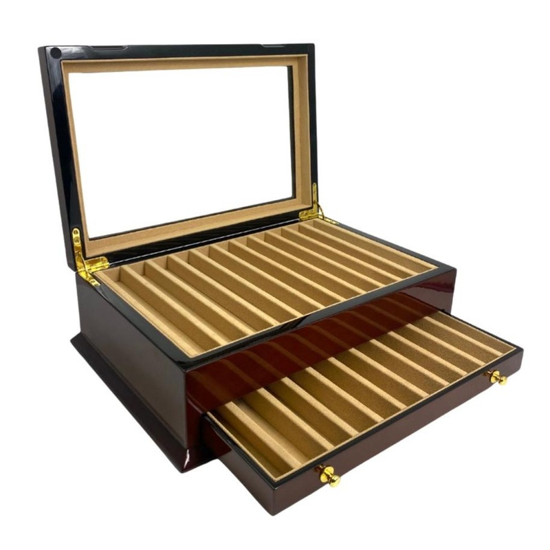 22 Lacquered Pen Box – Tobacco Brown