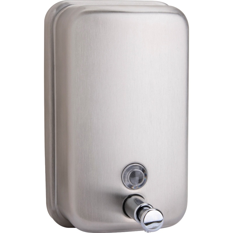 Genuine Joe Liquid/Lotion Soap Dispenser – Manual – 31.50 fl oz Capacity – Corrosion Resistant, Wall Mountable, Rust Proof – Stainless Steel – 1 Each