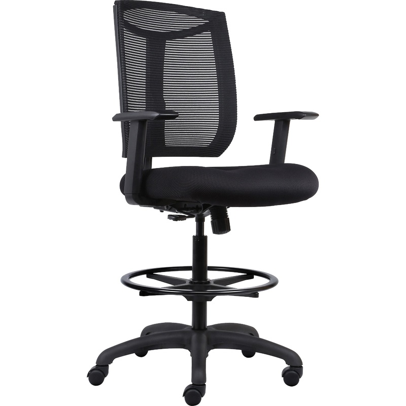 Lorell Air Grid Seat Swivel Stool – Black Seat Color – Fabric Seat Material – Black Frame Color – 5-star Base – 1 Each