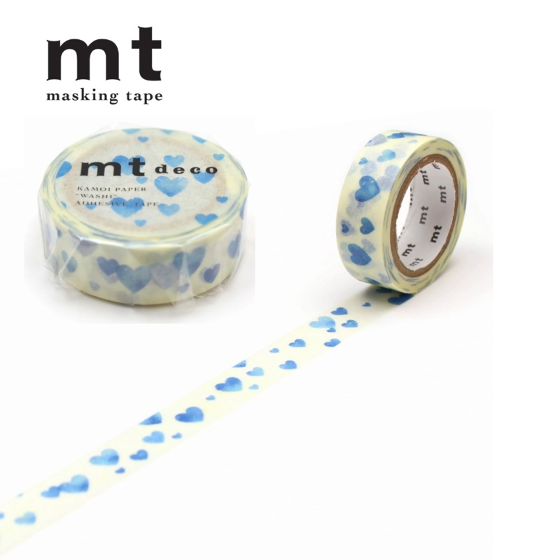 MT Deco Washi Tape Heart Stamp Blue