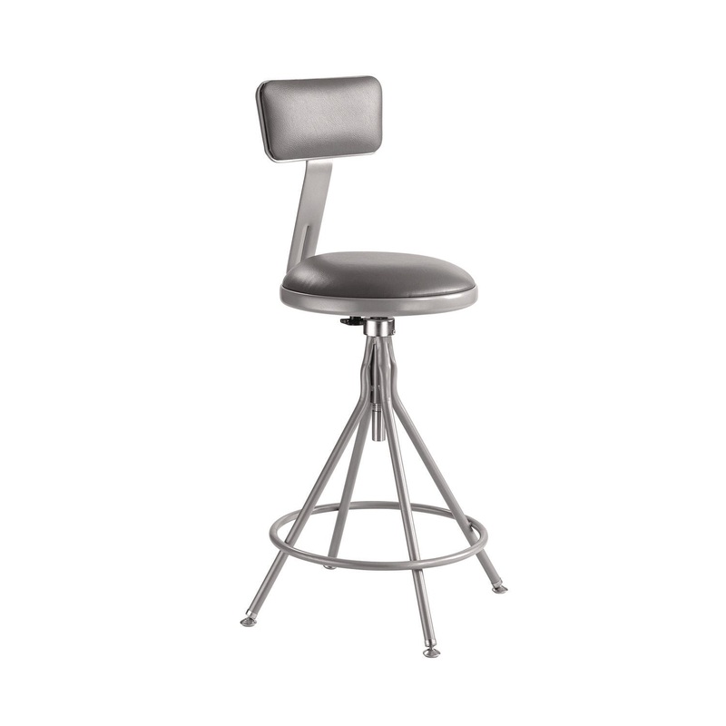 NPS 6500 Series Height Adjustable Heavy Duty Vinyl Padded Swivel Steel Stool With Backrest