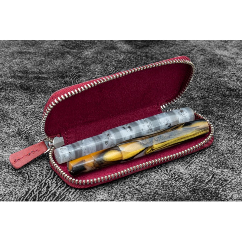 Galen Leather 2 Pen Case for Kaweco – Pocket Pen in Carmine Red