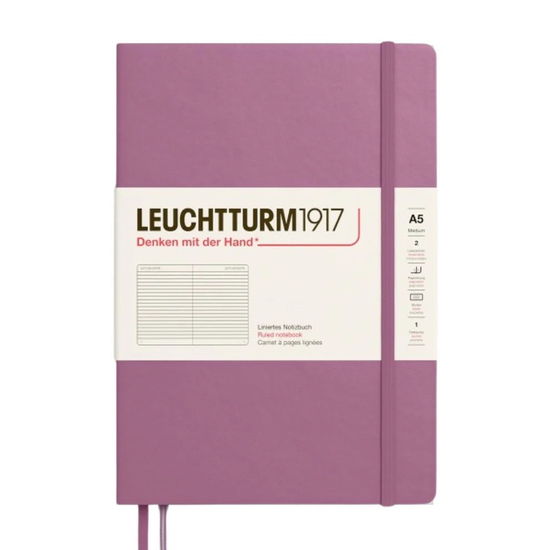 Leuchtturm1917 A5 Medium Hardcover Ruled Notebook – Dusty Rose