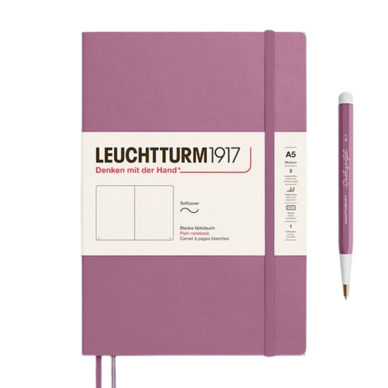 Leuchtturm1917 A5 Medium Softcover Notebook – Plain / Dusty Rose