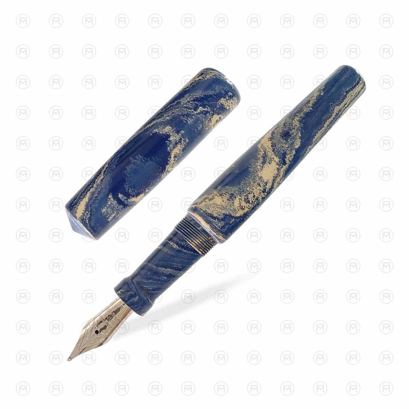 Ranga Abhimanyu Premium Ebonite Fountain Pen, Blue White – Steel Nib Extra Fine