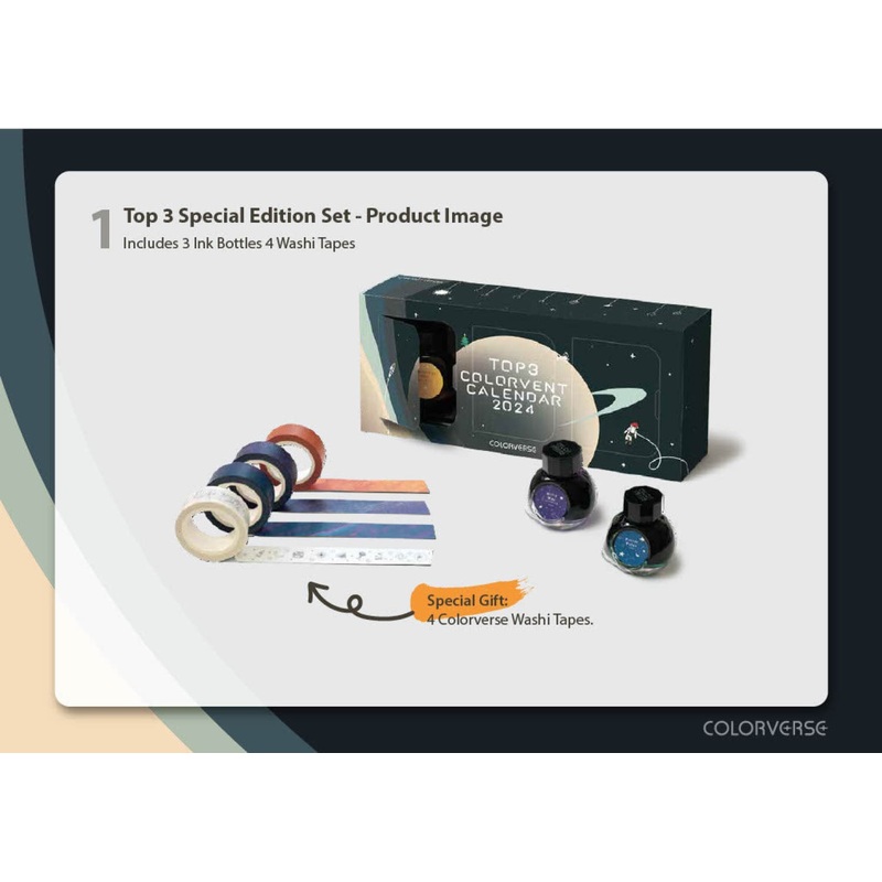 Colorverse 2024 Colorvent Calendar Top 3 Bottled Ink Set – 15mL