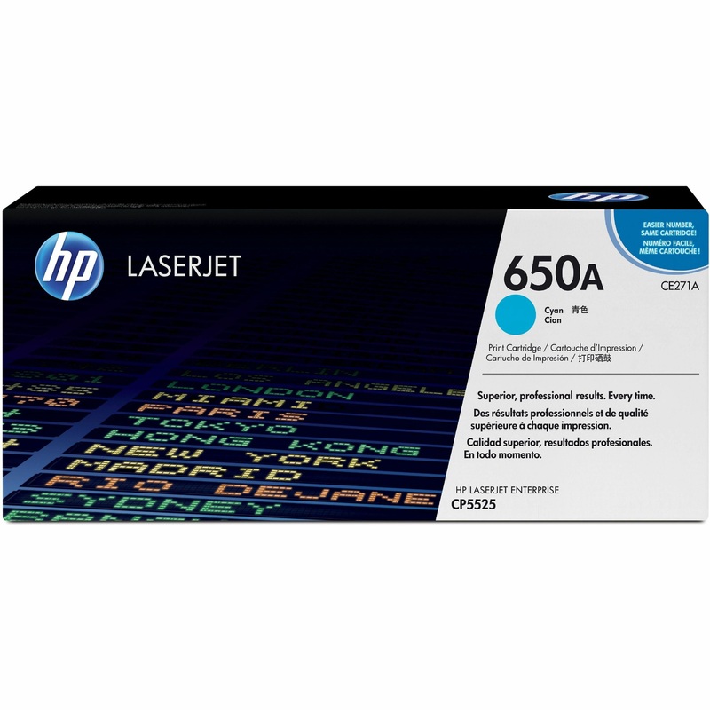 HP 650A (CE271A) Original Laser Toner Cartridge – Single Pack – Cyan – 1 Each – 15000 Pages