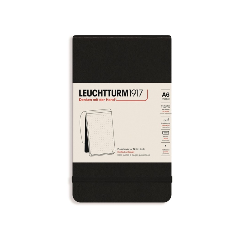 Leuchtturm1917 A6 Pocket Hardcover Dotted Notepad – Black
