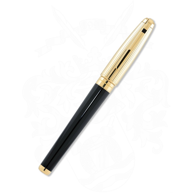 S.T. Dupont Olympio BLack Lacquer with Gold Stripe Cap FP