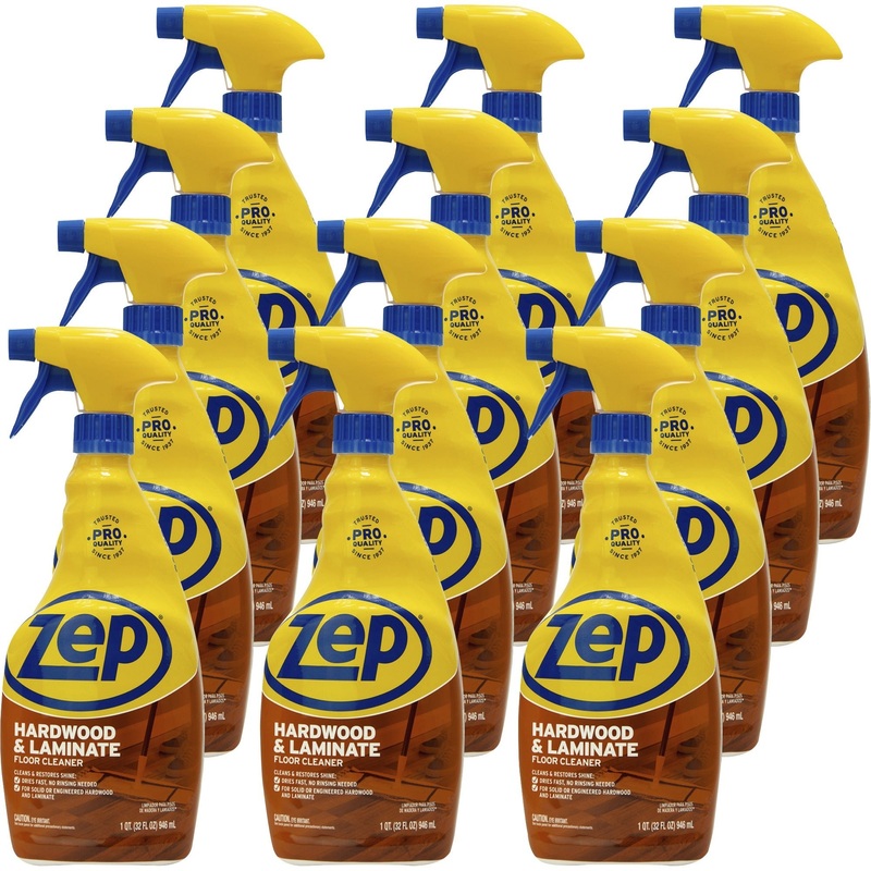 Zep Hardwood & Laminate Floor Cleaner – 32 fl oz (1 quart) – Fresh Scent – Non-sticky – Brown – 12 / Carton