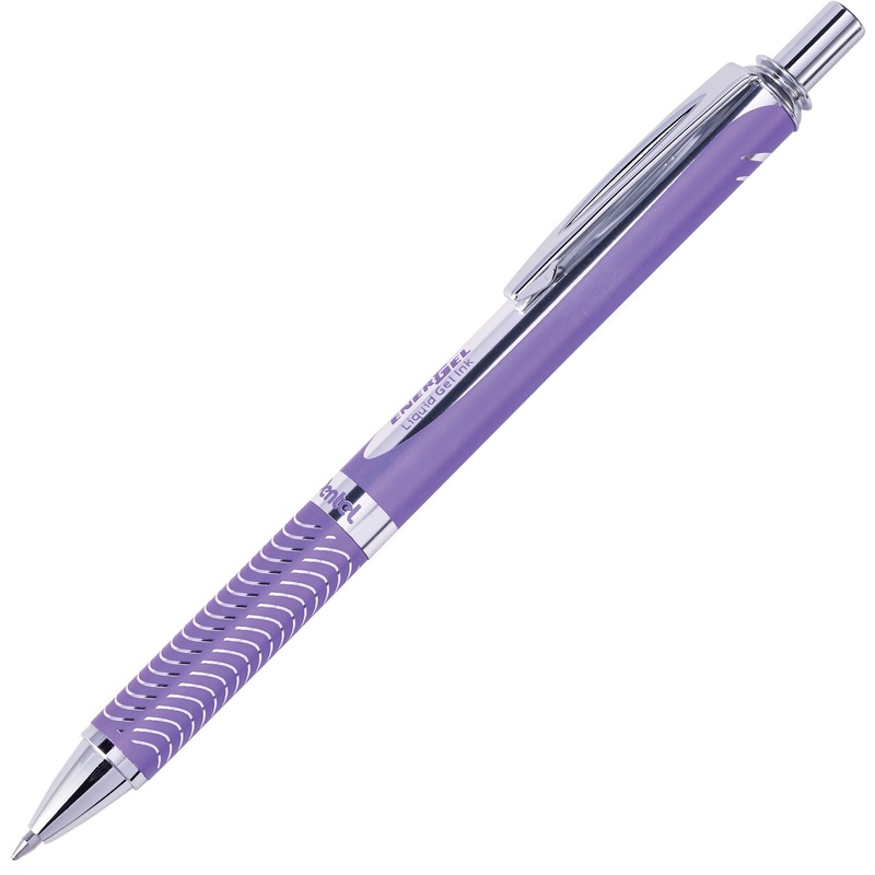 EnerGel EnerGel Alloy Retractable Gel Pens – 0.7 mm Medium Pen Point – Refillable – Retractable – Black Ink – Gel-based – Violet Metal Barrel – Stainless Steel Tip – 1 Each