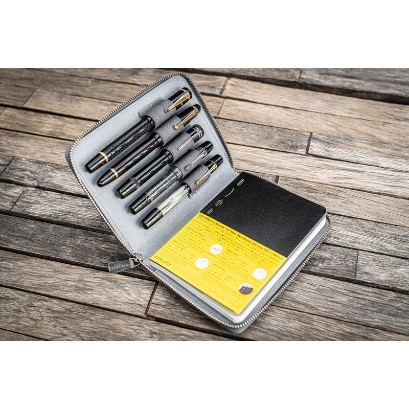 Leather Zippered 5 Slots Pen Case – Crazy Horse Smoky