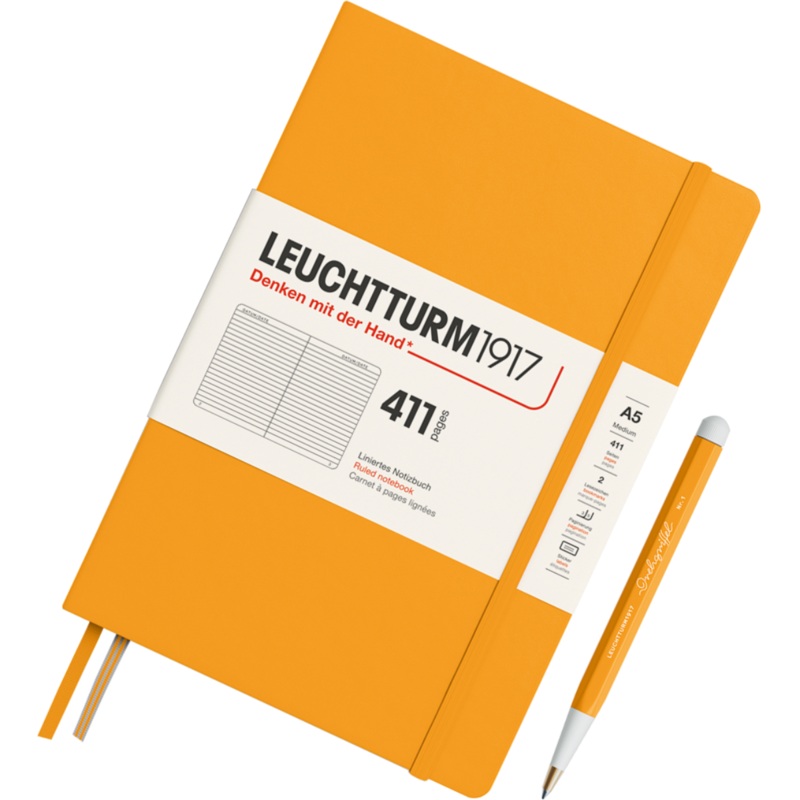 Leuchtturm 1917 411 Hardcover Notebook – A5 – Ruled Rising Sun