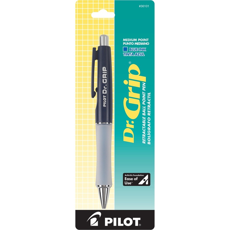 Pilot Dr. Grip Retractable Ballpoint Pens – 1 mm Medium Pen Point – Refillable – Retractable – Blue Ink – Blue Barrel – 1 Each
