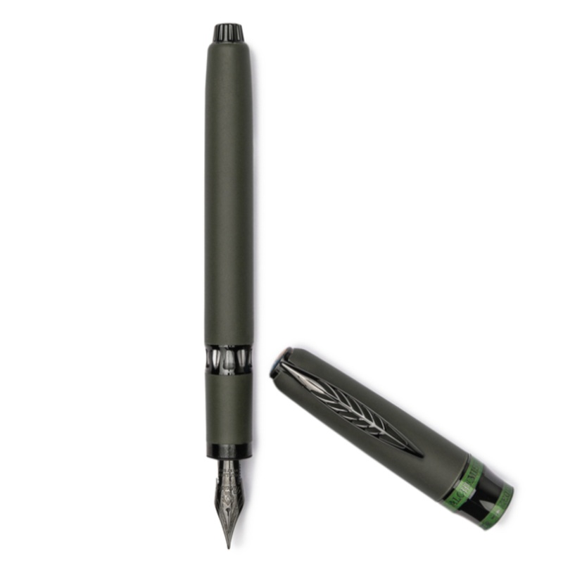 Pineider Alchemist Zeolite Fountain Pen, Krakatoa Green, Fine 14K Nib
