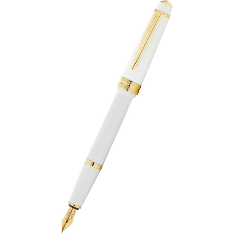 Cross Bailey Light Fountain Pen and Ball Point SET – Polished White – Gold Trim XF