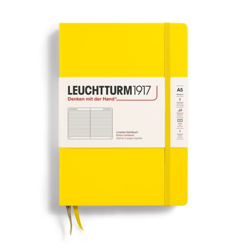 Leuchtturm1917 A5 Medium Hardcover Ruled Notebook – Lemon