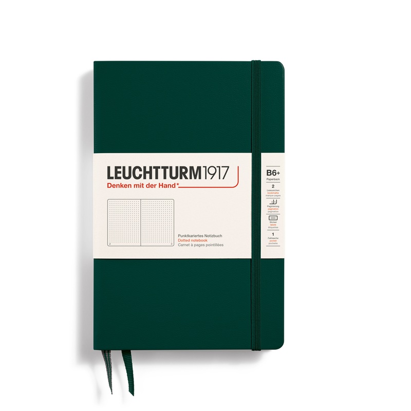 Leuchtturm1917 Paperback B6+ Hardcover Dotted Notebook – Forest Green