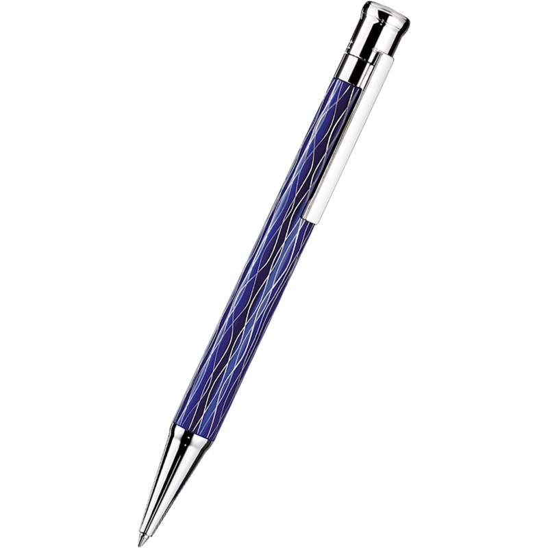 Otto Hutt Design 4 Ballpoint Pen – Blue Wave – Platinum Trim