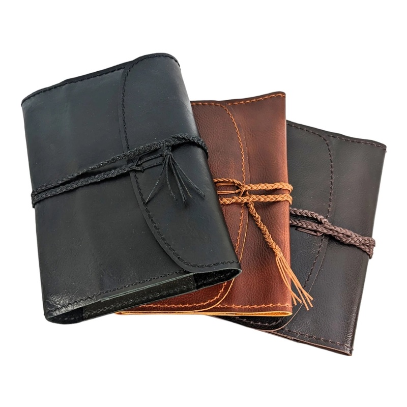 The Pleasure of Writing Leather Travel Journal with Tie and Bookmark Rustic Brown Fiorentina