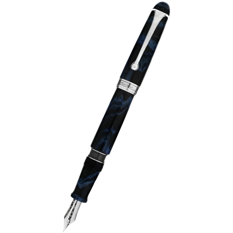 Aurora 888 Fountain Pen – Blue Ebonite – Chrome Trim – 18K Nib (Limited Edition) Extra Fine