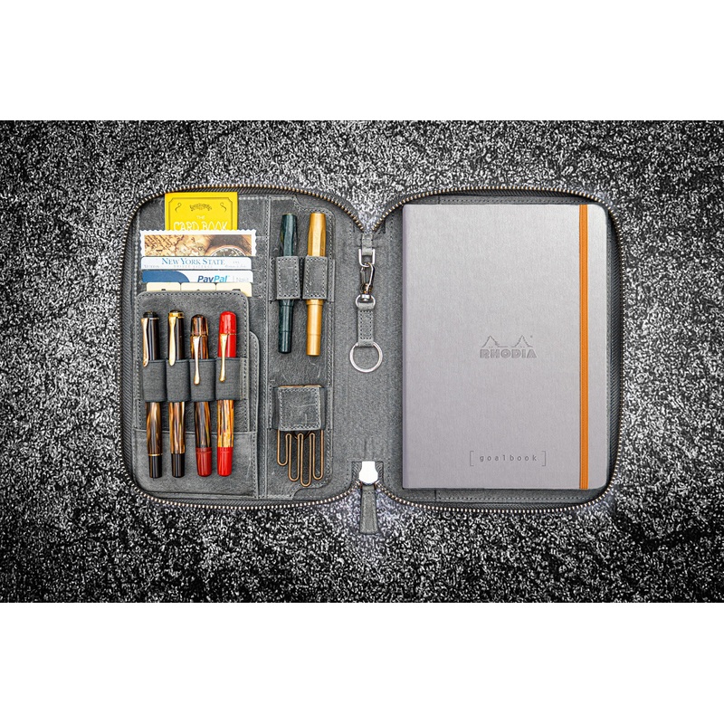Leather Zippered Rhodia A5 Notebook & iPad Mini Folio – Crazy Horse Smoky