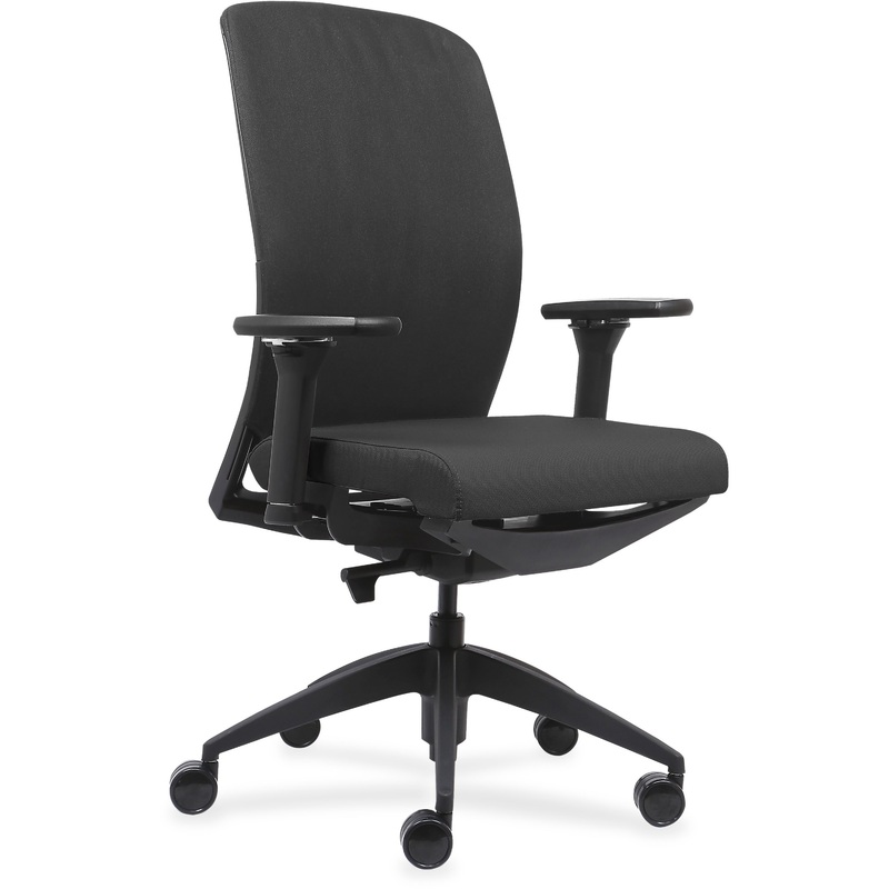 Lorell Executive High-Back Office Chair – Gray Seat Color – Fabric Seat Material – Gray Back Color – Fabric Back Material – Black Frame Color – High Back – Armrest – 1 Each