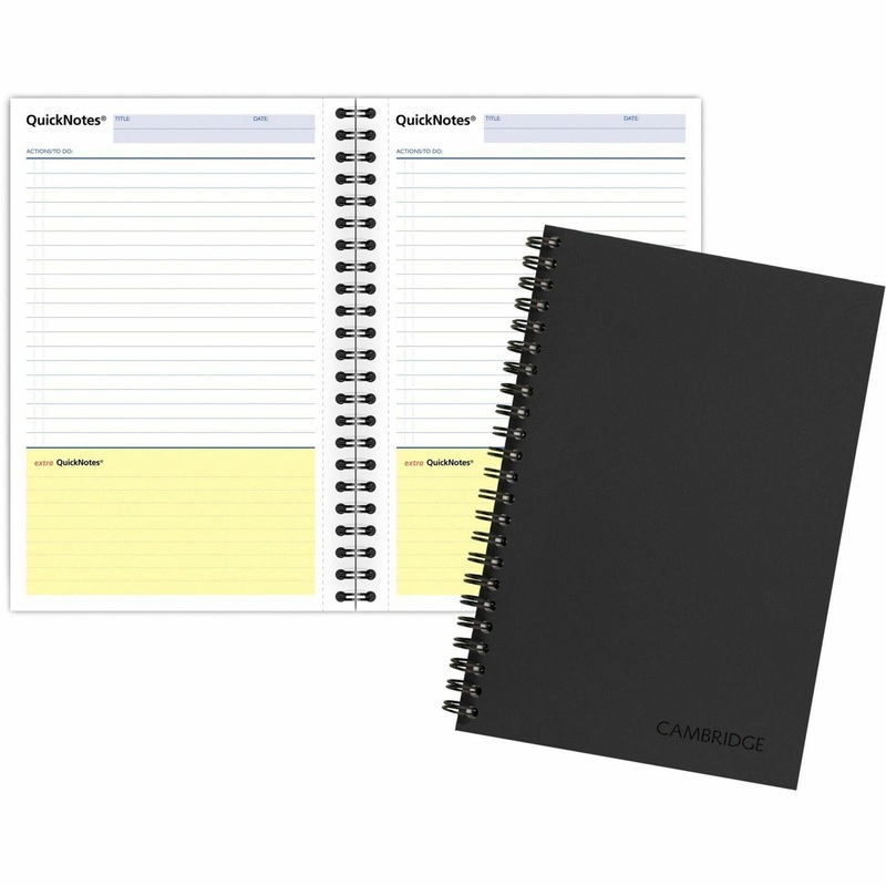 Mead QuickNotes 1 – Subject Business Notebook – Jr.Legal – 80 Sheets – Wire Bound – 20 lb Basis Weight – Jr.Legal – 5″ x 8″ Sheet Size – White Paper – Black Binding – Black Linen Cover – Perforated, Subject, Bond Paper – 1 Each