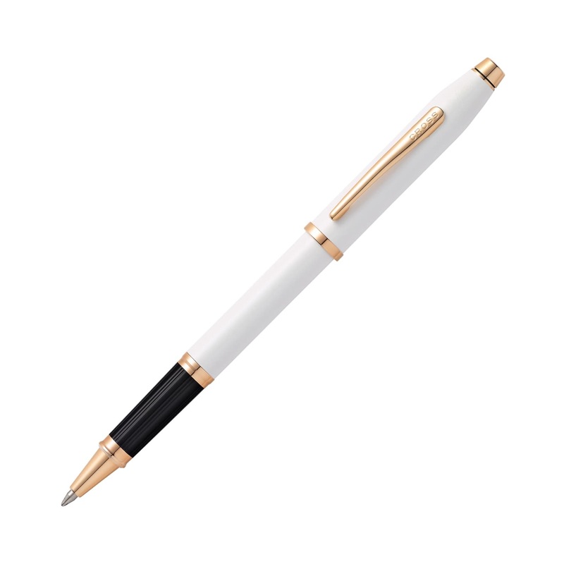 Cross Century II Selectip Rollerball Pen in Pearlescent White Lacquer with Rose Gold Trim