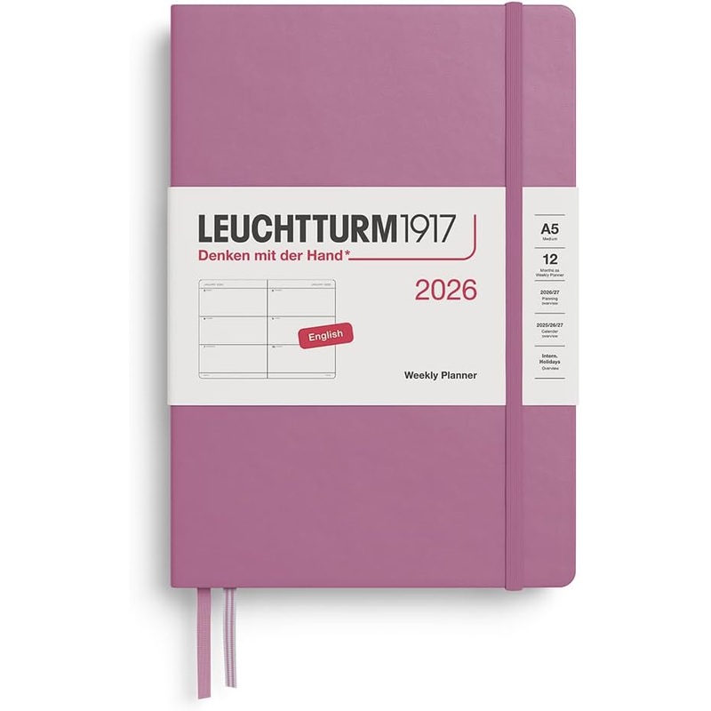 Leuchtturm1917 2026 A5 Weekly Planner – Dusty Rose