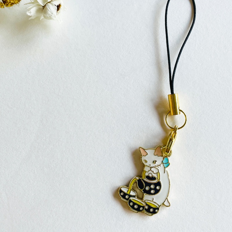 Pottering Cat Enamel Charm – Tea Time