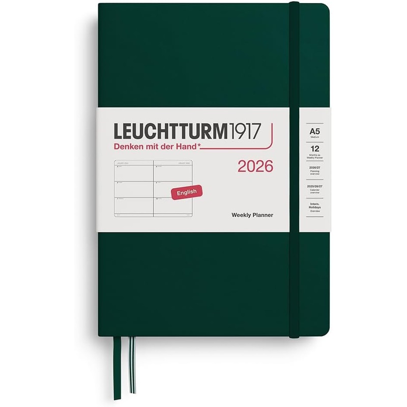 Leuchtturm1917 2026 A5 Weekly Planner – Forest Green