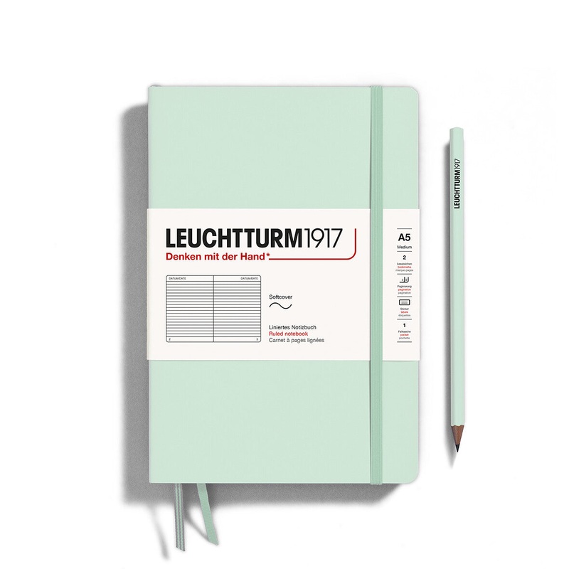 LEUCHTTURM1917 Notebook Softcover Medium (A5), 123 pages, Ruled – Mint Green