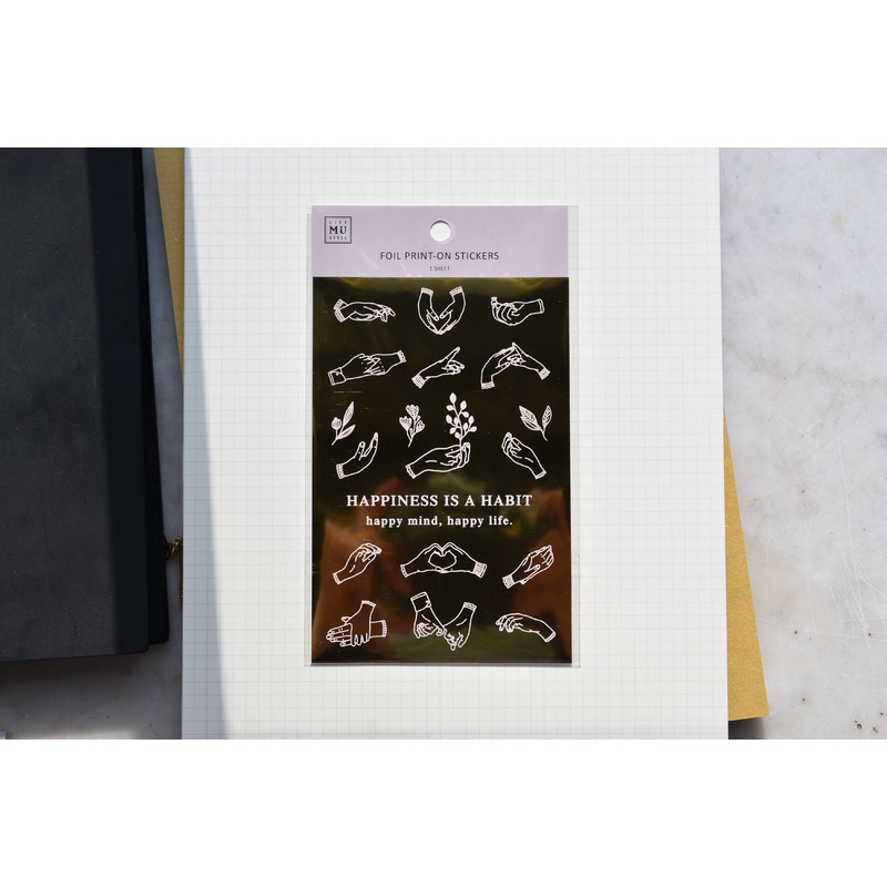 MU Print-On Gold Foil Stickers – Habit of Happiness – #5
