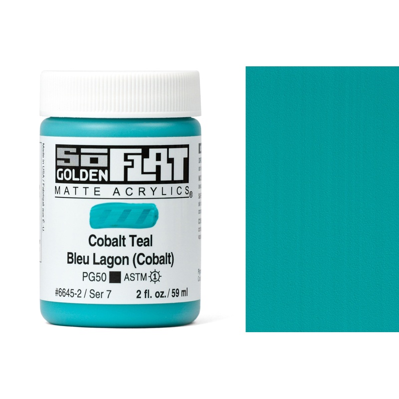 Golden SoFlat Matte Acrylics, Cobalt Teal 2 oz (59 mL)