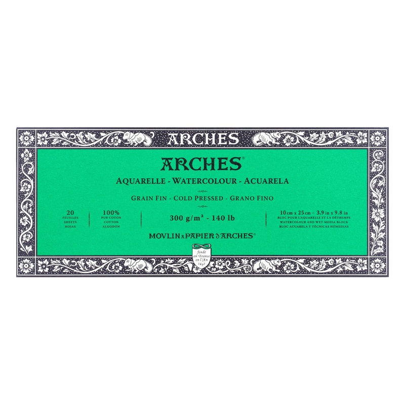 Arches Watercolor Paper Block, Cold Press, 3.9″ x 9.8″