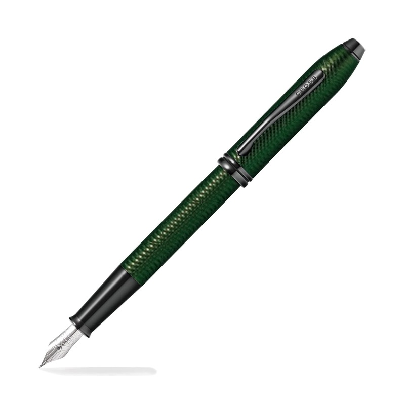 Cross Townsend Fountain Pen in Green PVD Micro Knurl