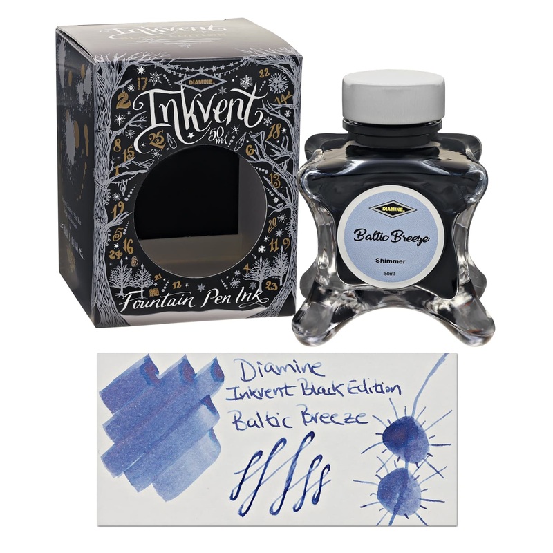 Diamine Inkvent Black Edition Shimmer Bottled Ink in Baltic Breeze – 50 mL