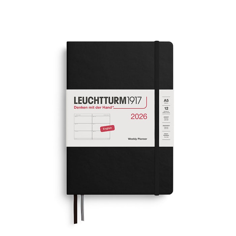 Leuchtturm1917 – 2026 Weekly Planner (A5), Hardcover, Black